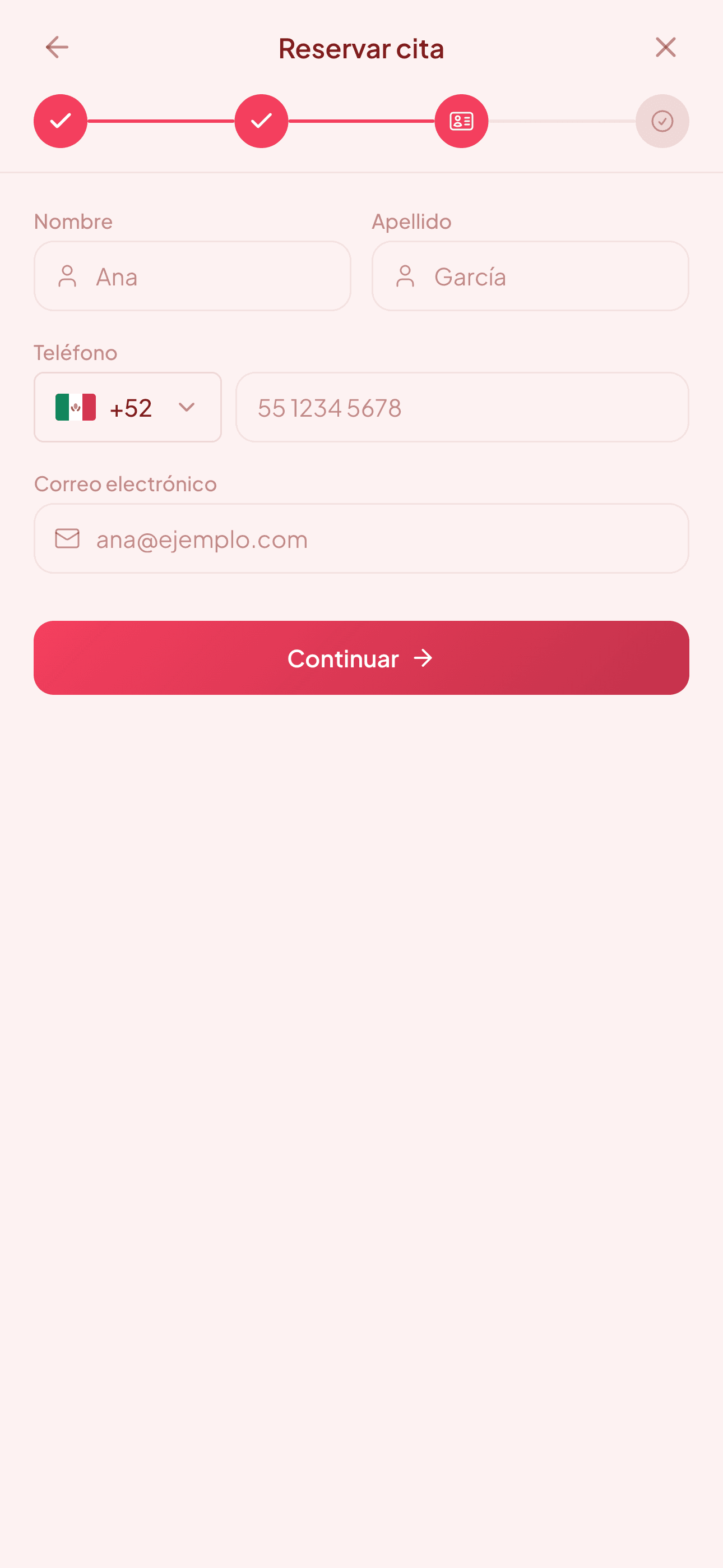 Cliente capturando sus datos